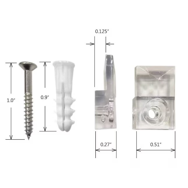 Mirror Mounting Clips 6 -Pack Plastic 1/8-in Clips