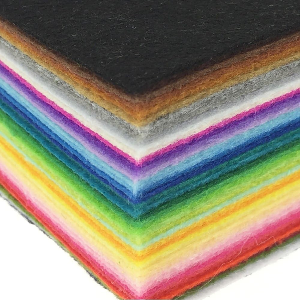 Durable 1mm Thick Felt Fabric Sheets - 42 Assorted Colors for Crafters