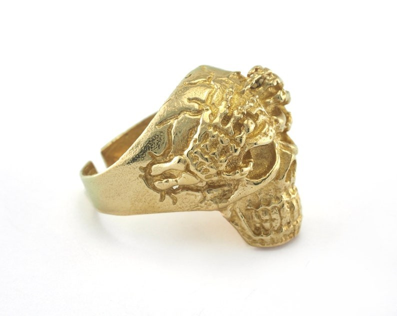 Skull Ring Adjustable Raw Brass (20mm 10US inner size) 2807 ring30