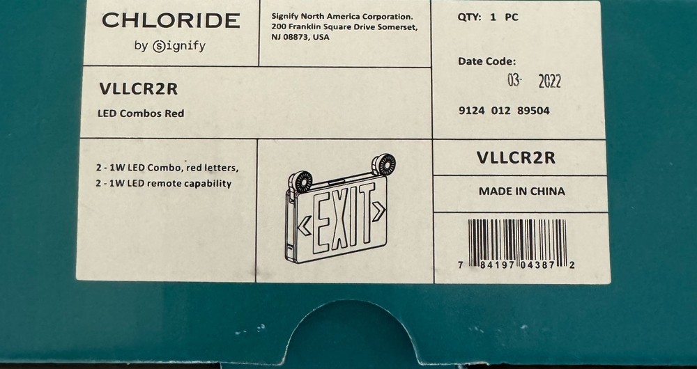 5 pcs - Chloride by Signify - Exit/Emergency Light Combo 3.6V,