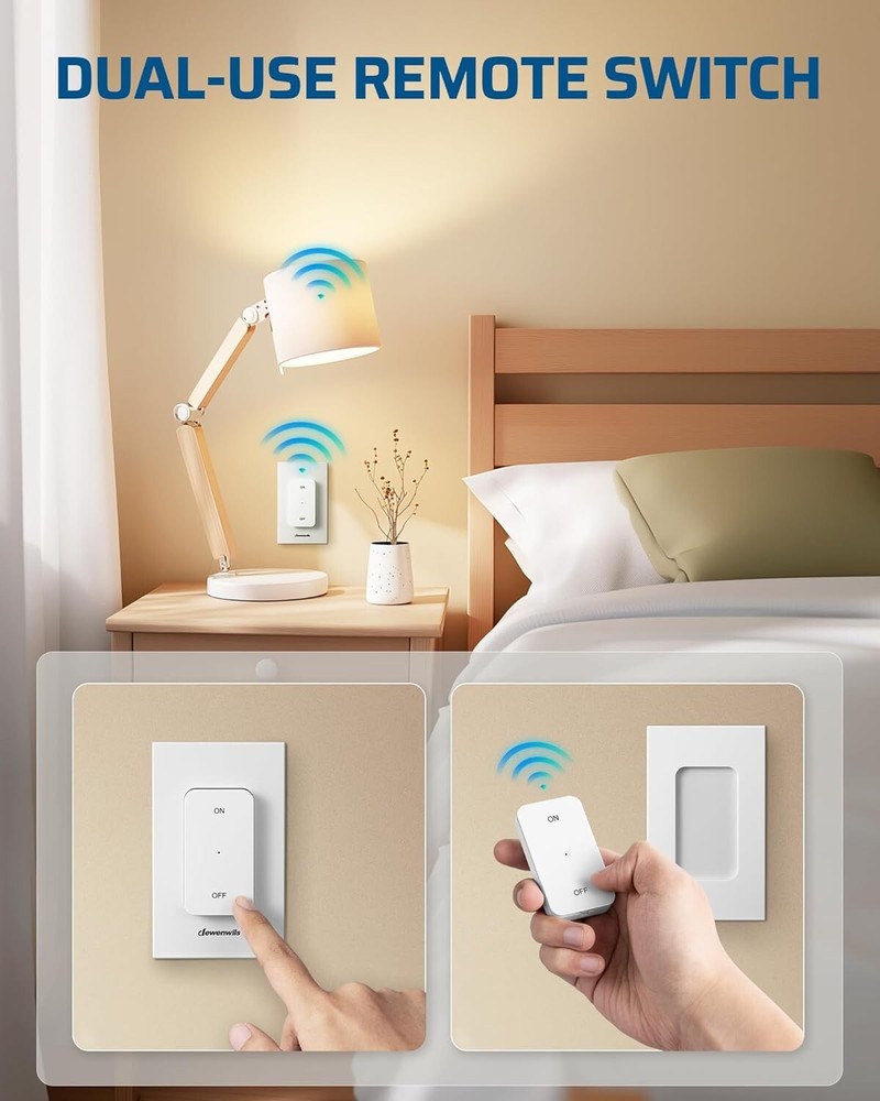 Convenient Wall-Mounted Light Socket with Wireless Remote - 100 Feet Control