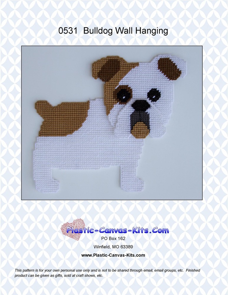Old English Bulldog Wall Hanging-Plastic Canvas Pattern or Kit