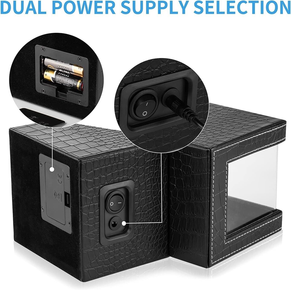 Efaithtek Automatic Single Watch Winder in Black Crocodile Pattern Leather