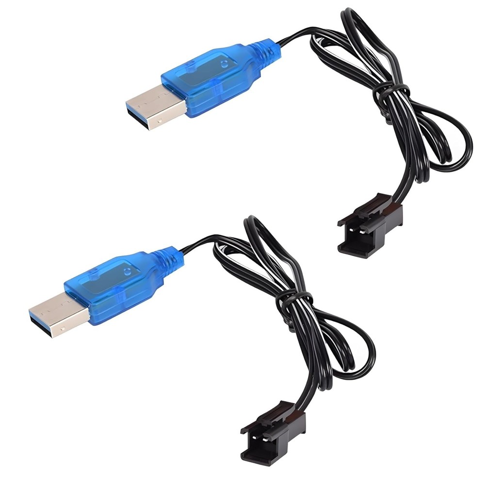 Dual 3.7V Lipo USB Charger Cable - Light, Compact & Compatible with RC Models