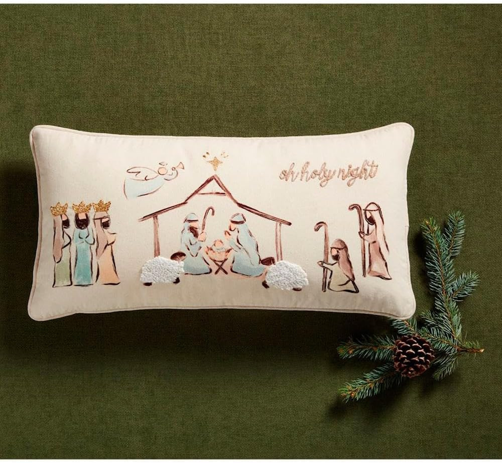 Nativity Pillow; 12" X 24"