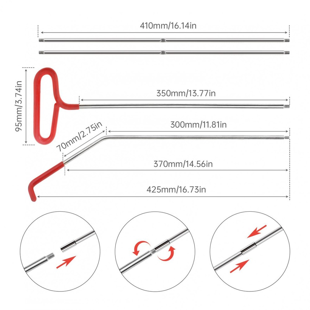 Portable Repair Tools, Wheel Pin Puller Tool Set 65 inch Pull Hook, J-Hook,18PCS