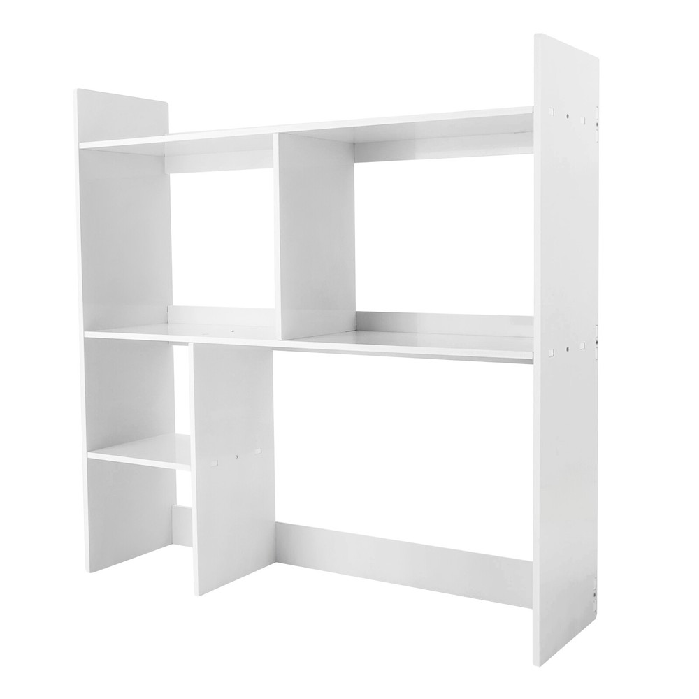 White Modern Desktop Shelf Desktop Display Rack Rectangular Desktop Bookshelf