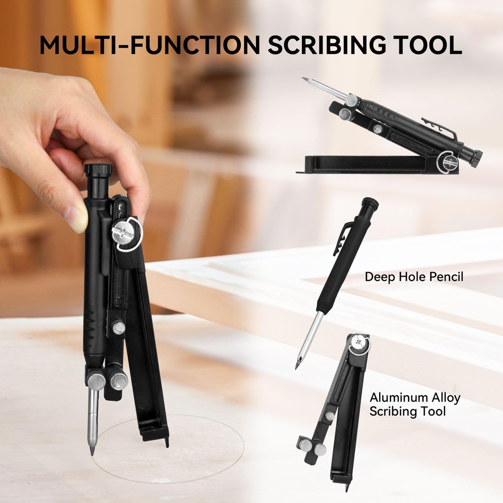 Multi-function Scribing Tool Aluminum Alloy Deep Hole Pencil Woodworking