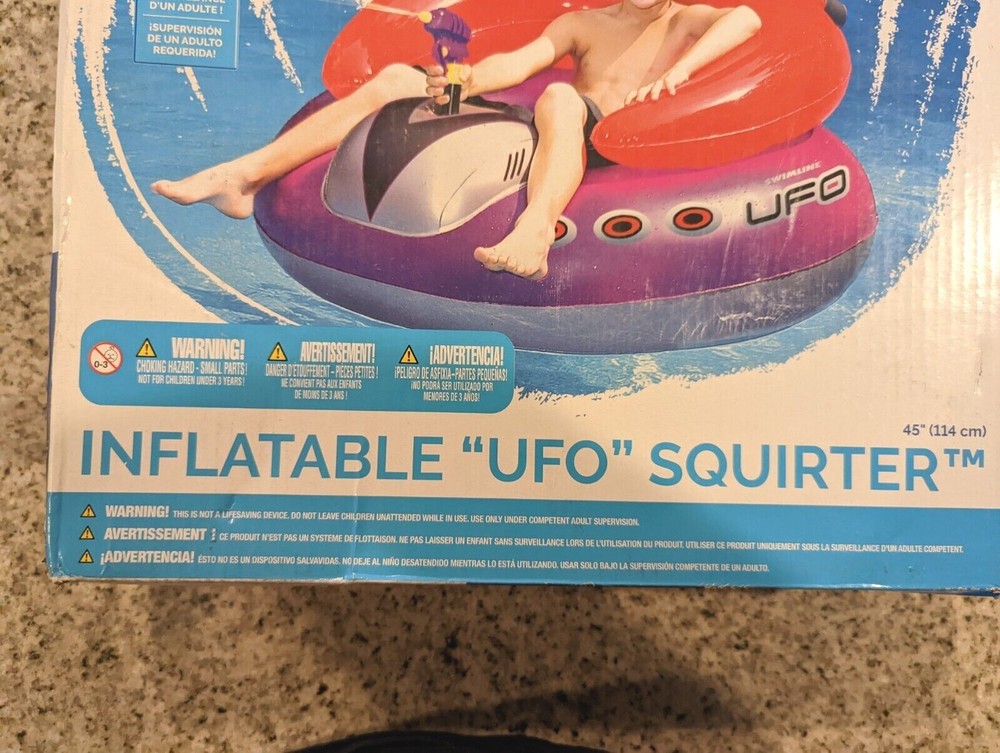 SWIMLINE ORIGINAL Inflatable UFO Spaceship Pool Float Ride On With Fun Consta...