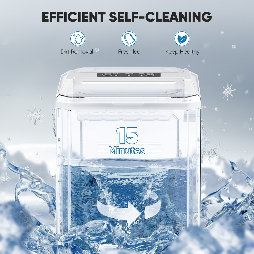 Portable Ice Maker with Self-cleaning Function - Ready in 6 Minutes for 9 Cubes