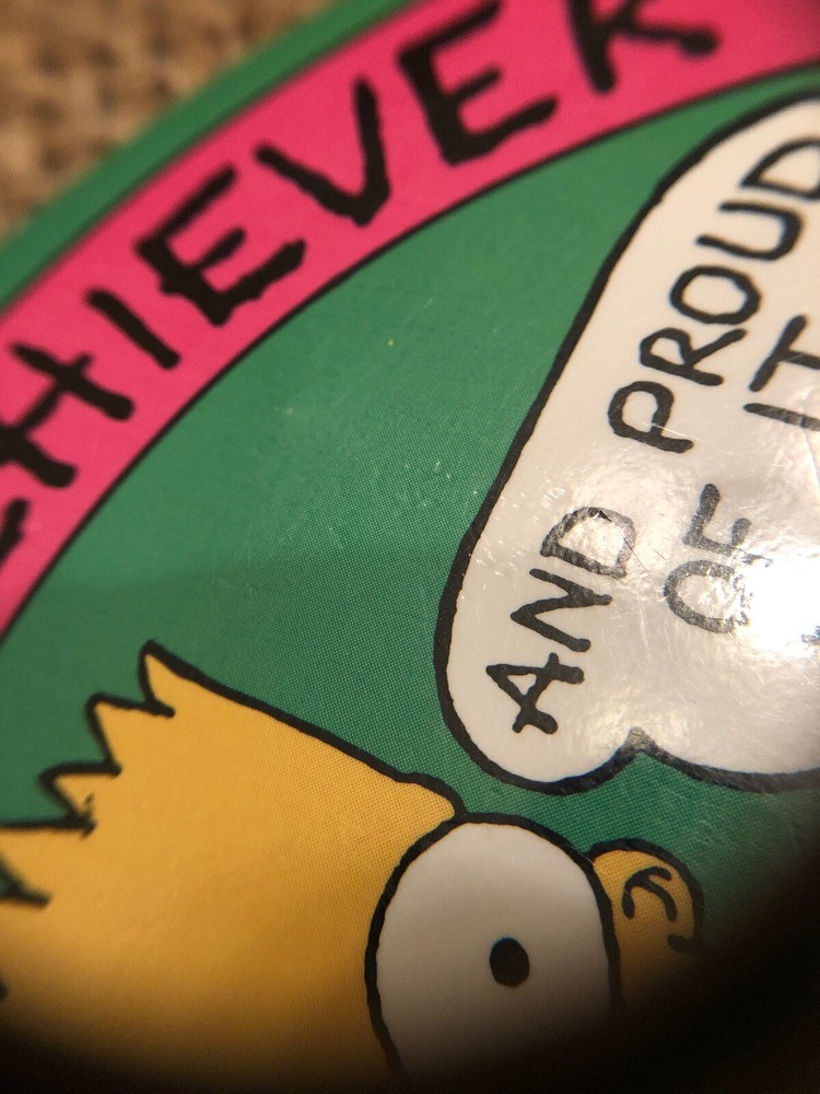 Large Simpsons TV Pin 6“ Vintage 1989 Button Fox Bart Simpson Underachiever