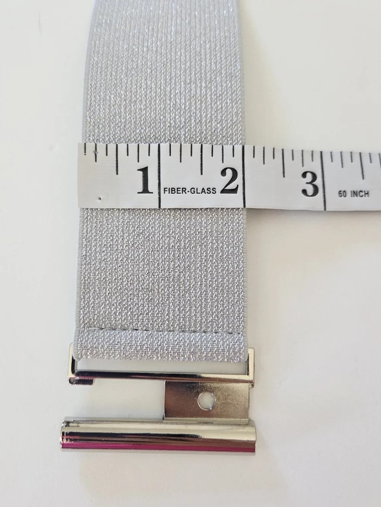 Silver Elastic Belt with Buckle