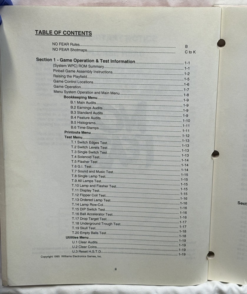 ORIGINAL-WILLIAMS-NO FEAR-OPERATIONS MANUAL