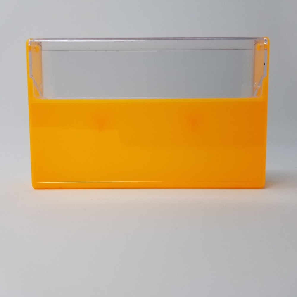 5 Cassette Tape Cases: Clear Front + Fluorescent Orange Solid Back - Plastic