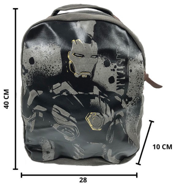 Marvel Iron Man Canvas Backpack Legend Range –Metallic tone grey & Black