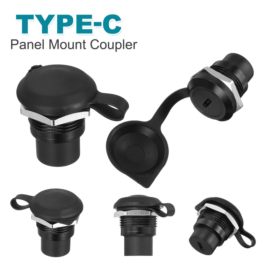 2Pcs Type C Panel Mount Coupler, USB C Pass Through 10Gbps Black