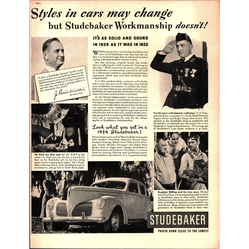 Vintage 1939 Studebaker Styles may change Print Ad d6