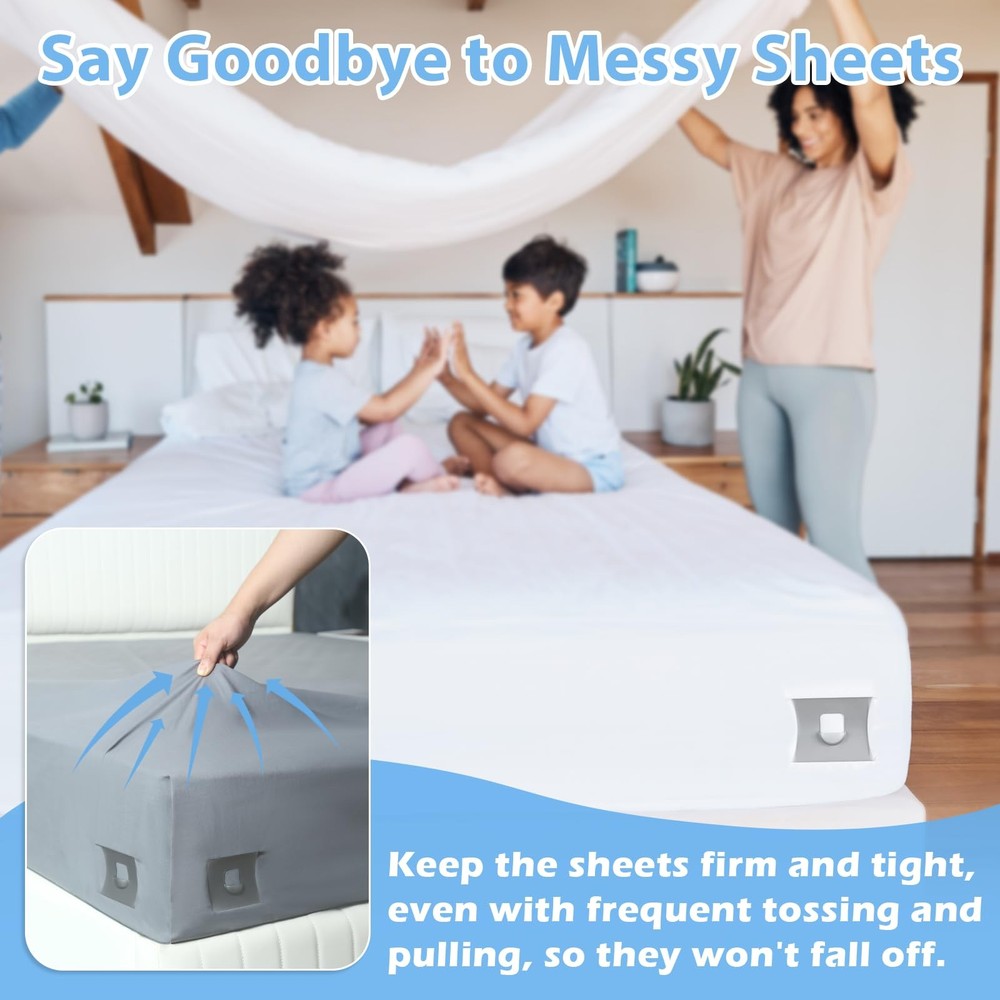 Bed Holders for Corners, Heavy Duty Fitted Lock Holders Keep Sheets Firm & Ti...