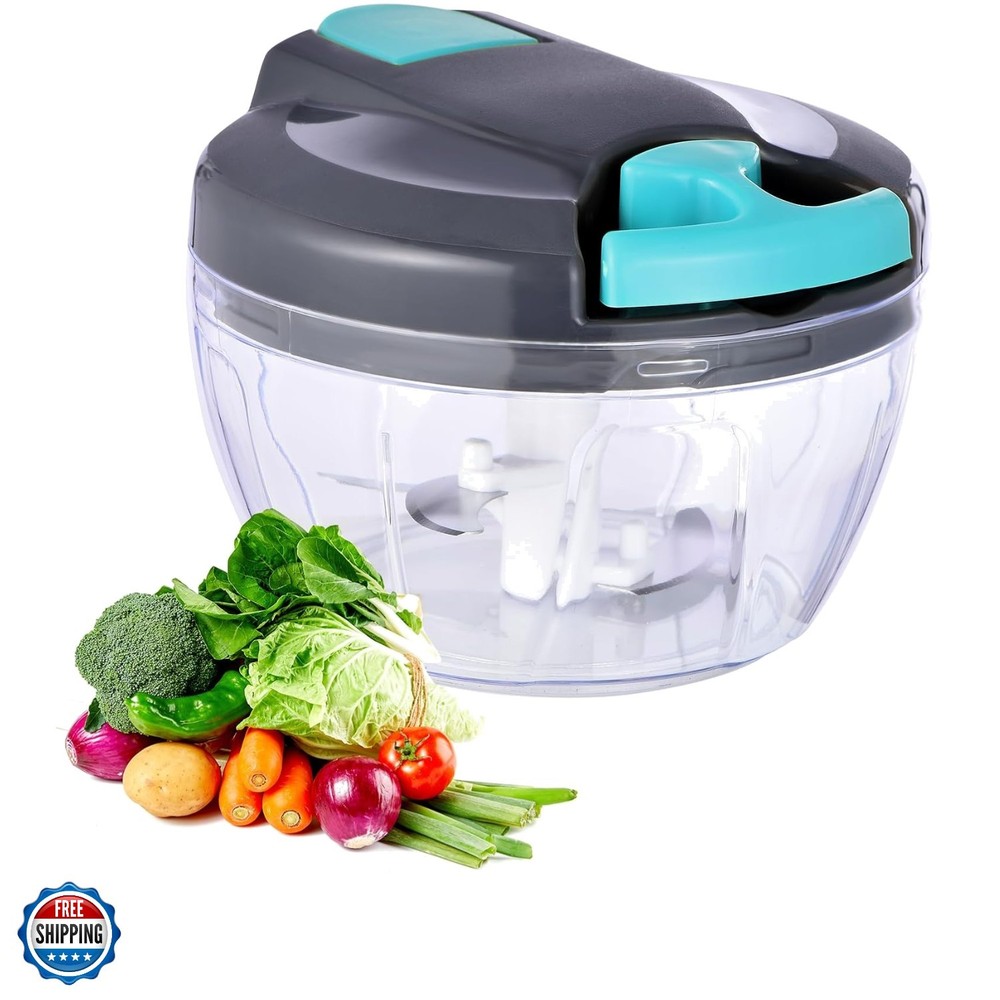 Manual Food Processor Vegetable Chopper, Portable Hand Pull String Garlic Min...