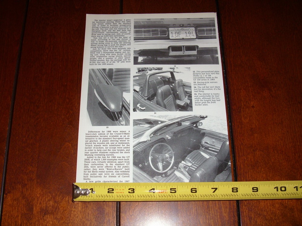 1969 SHELBY GT 350 - ORIGINAL 1991 ARTICLE
