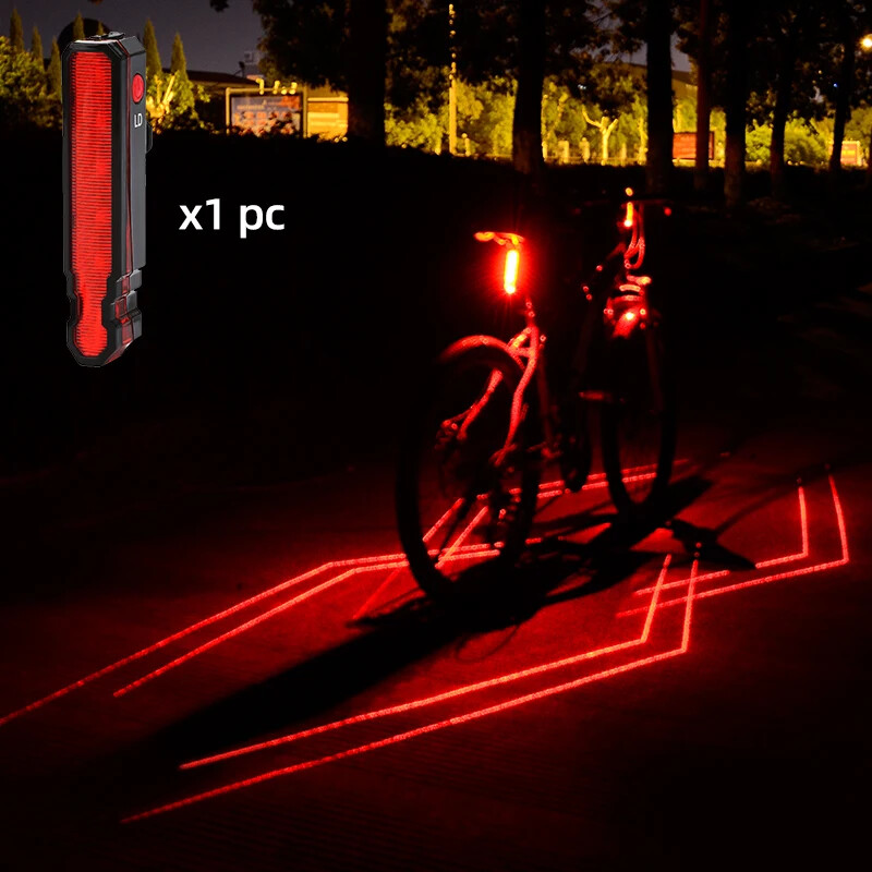 Folding Laser Bicycle Light Front Rear Safety Warning Bicycle Light Rechargeable