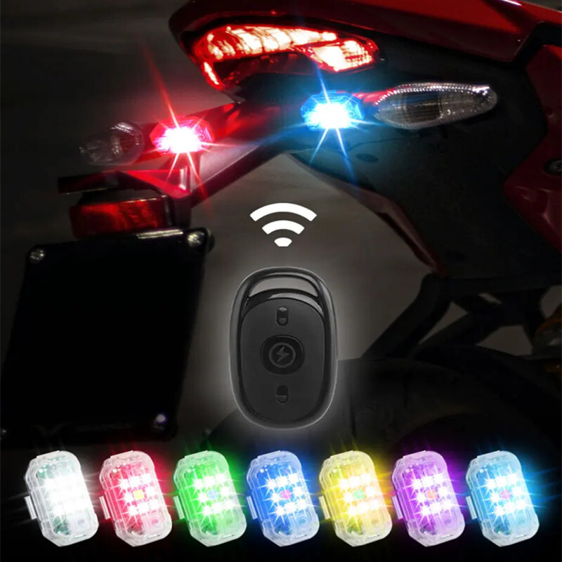 Motorcycle Wireless Remote Control LED Strobe Light Flash Turn Signal Indicator