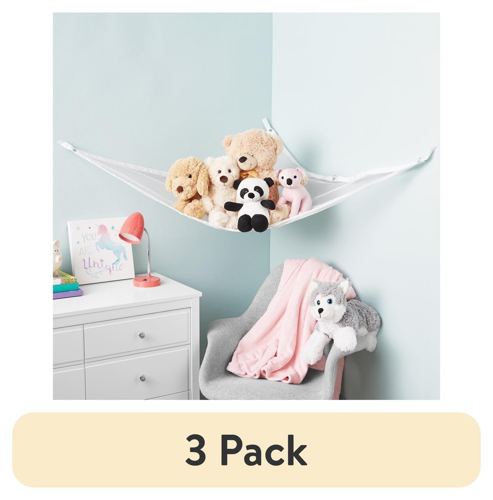 (3 pack Mesh Toy Storage Organizer White