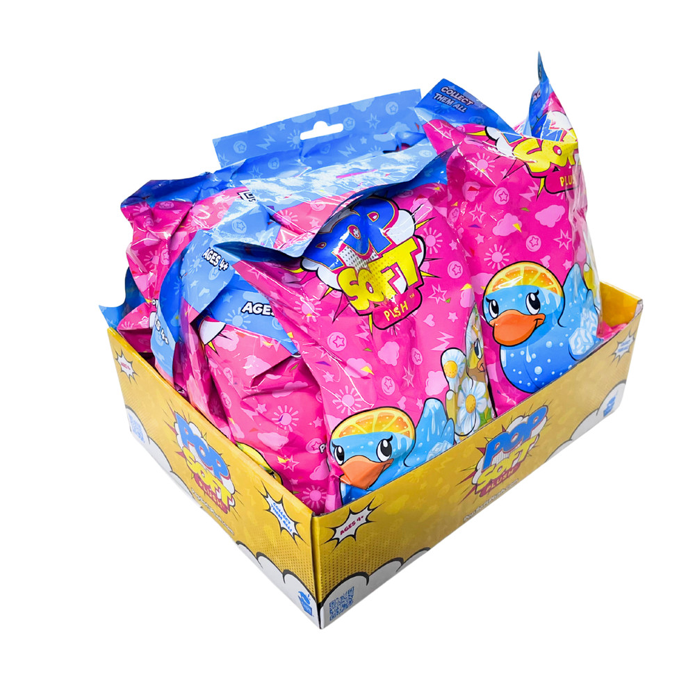 Pop art soft ducks plush blind 12 pack case