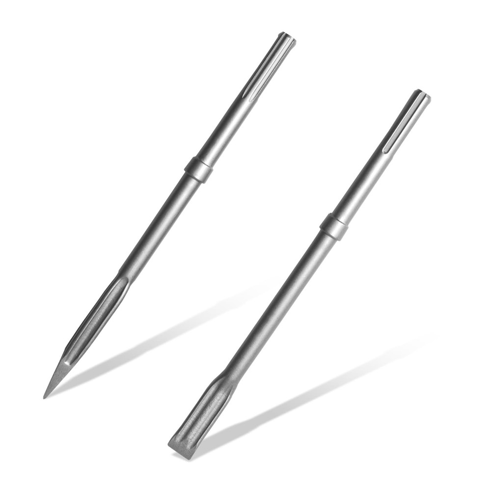2Pcs SDS-Max Shank Rotary Hammer Chisel Set - 1 Point Chisel & 1 Flat Chisel ...