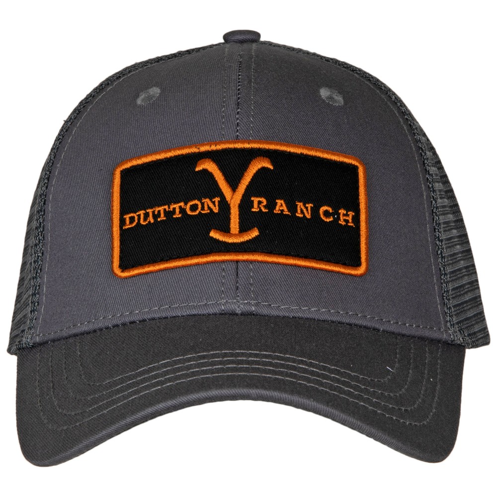 Yellowstone Dutton Ranch Emblem Patch Adjustable Trucker Hat Grey