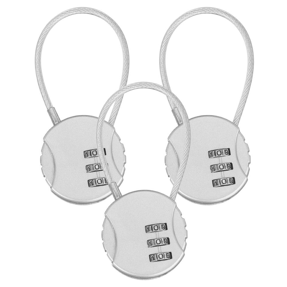 3-Pack Combination Locker Lock, 3 Digit Padlock for Gym/Luggage [Silver]