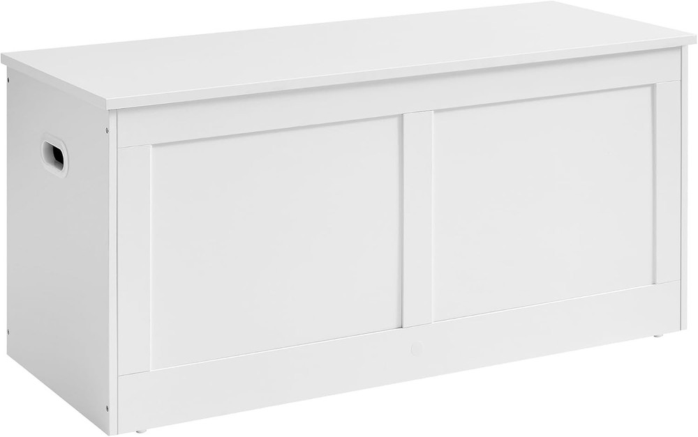 Versatile Storage Bench with Safety Hinges - Perfect for Entryway, Cloud White