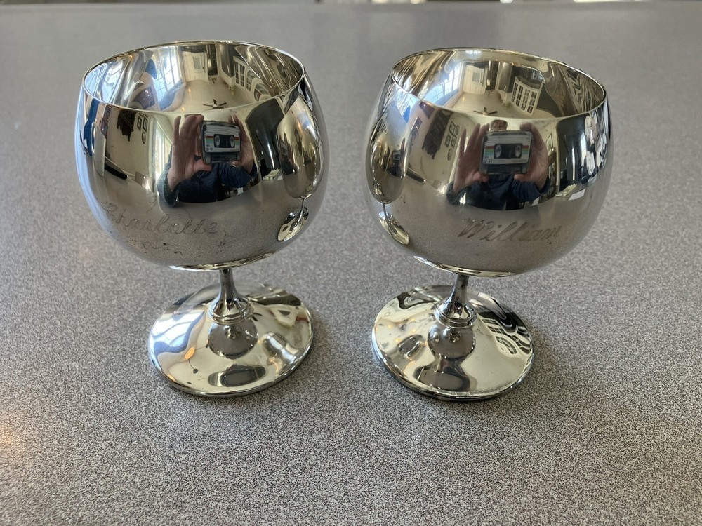 Gorham  Silver plate Engraved Goblets YC 1144