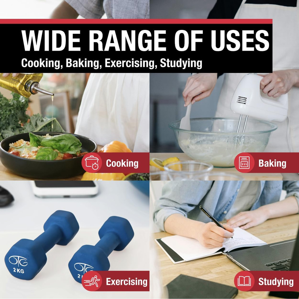 Direct Entry 2- Alarm Digital Kitchen Timer | Counts up & Down, 10 Hours by Hour