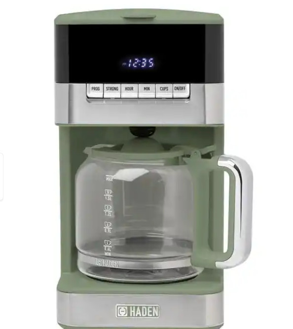 HADEN Quintessential Brew 12 Cup Digital Coffee Maker Programmable Glass Carafe