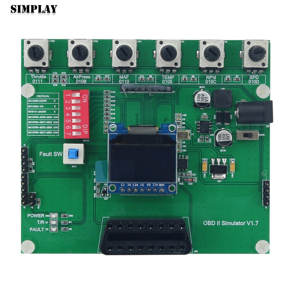OBD II Simulator OBD2 ECU Simulator with 0.96" 128*64 OLED Screen