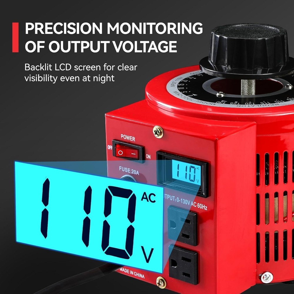2000VA Variable AC Power Supply Voltage Transformer Voltage Regulator Transfo...