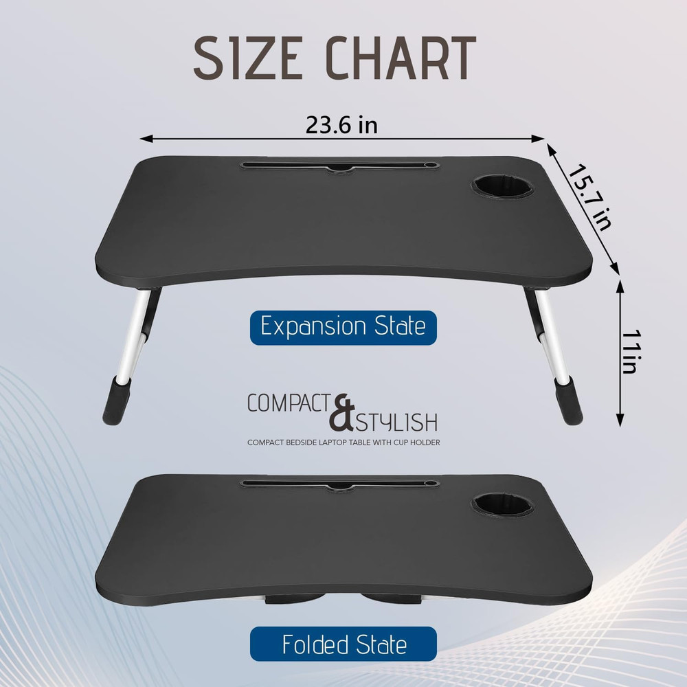 2-Pack Foldable Laptop Table, Breakfast Serving Bed Tray, Lap Desk with Foldable