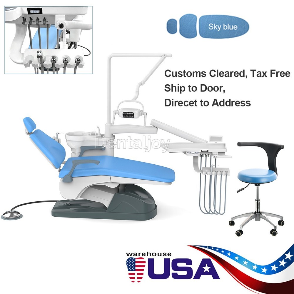 FDA Dental Unit Chair Computer Controlled DC Motor PU Hard Leather+Stool Kit