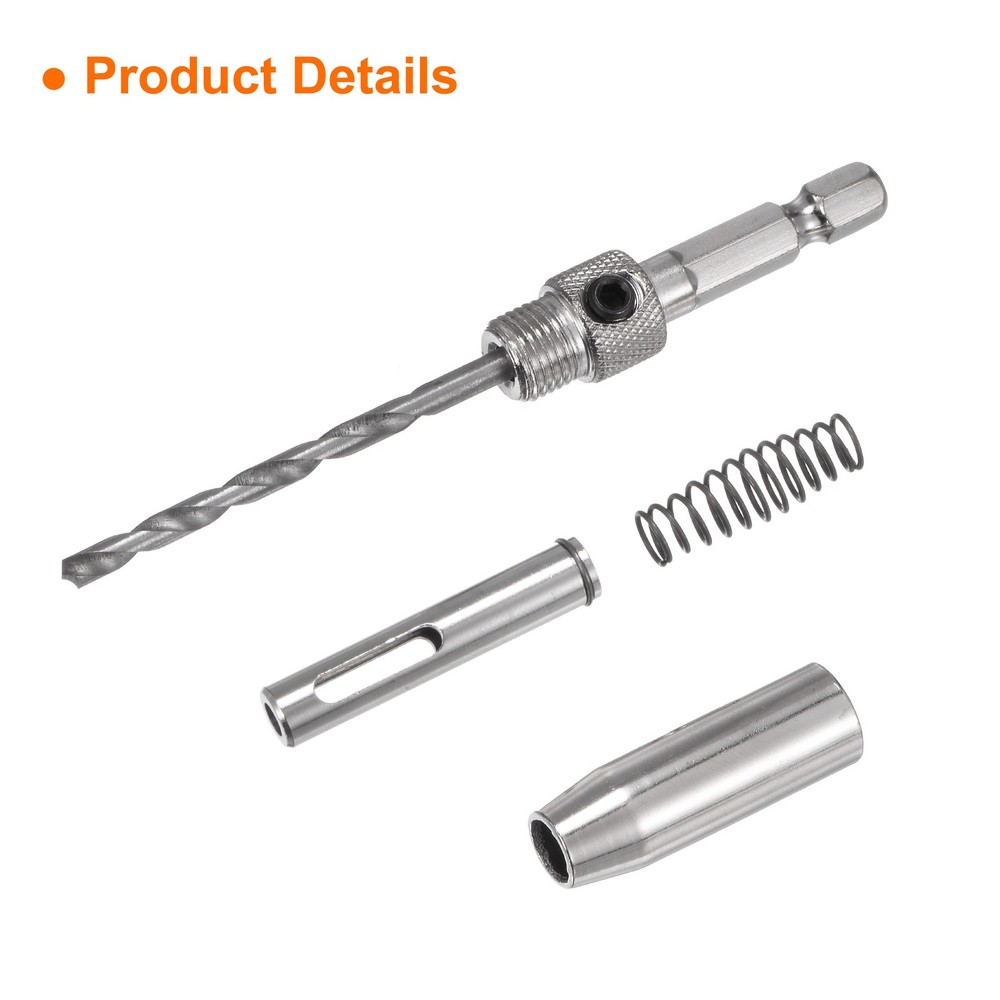 1pcs Self Centering Drill Bit Set 5mm Hex Shank 1/4" for Hinges, Silver