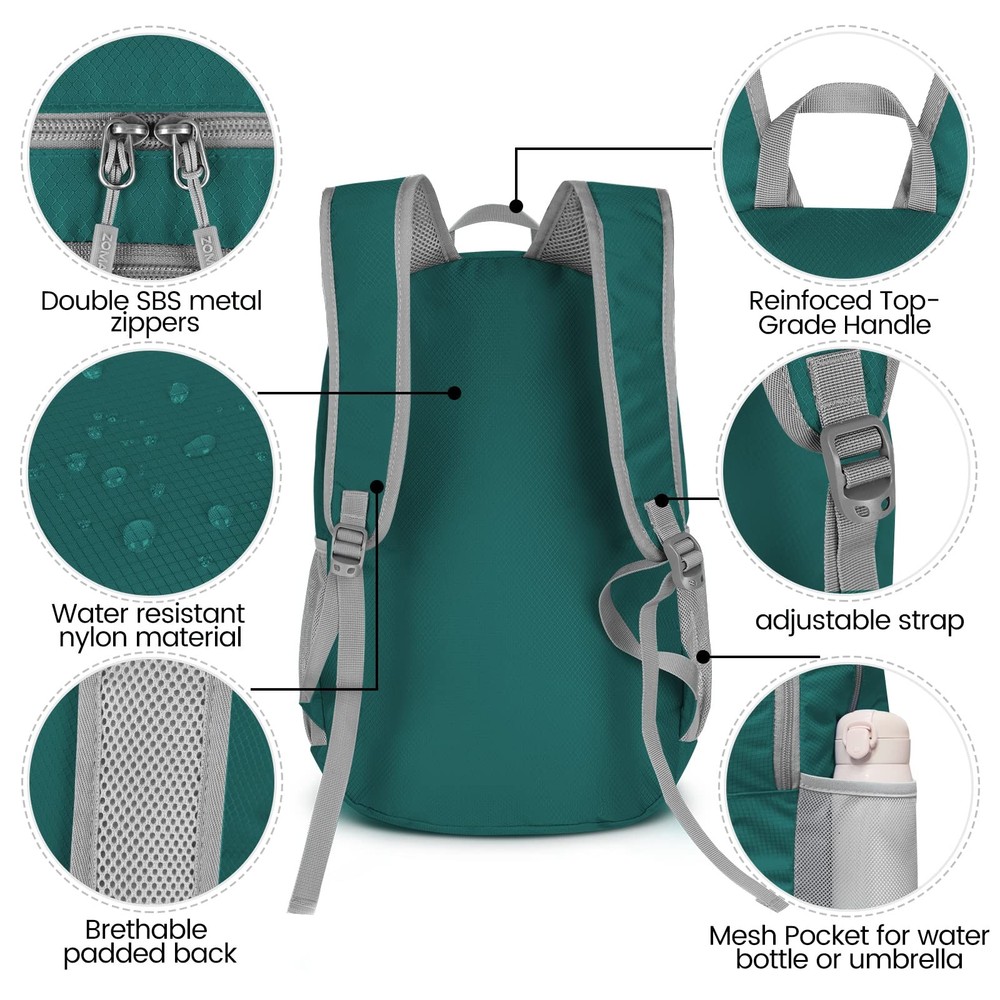 Lightweight Packable Backpack 28L Foldable Backpacks Water Resistant Collapsi...