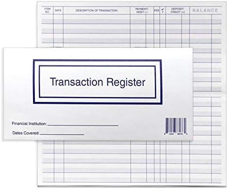Checkbook Registers for Personal Checkbook, Transactions White and Blue
