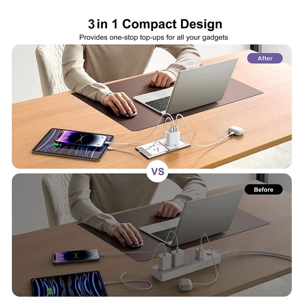USB Wall Charger 3 Pack 3-Port USB Charger Block Wall Adapter Charging Cube