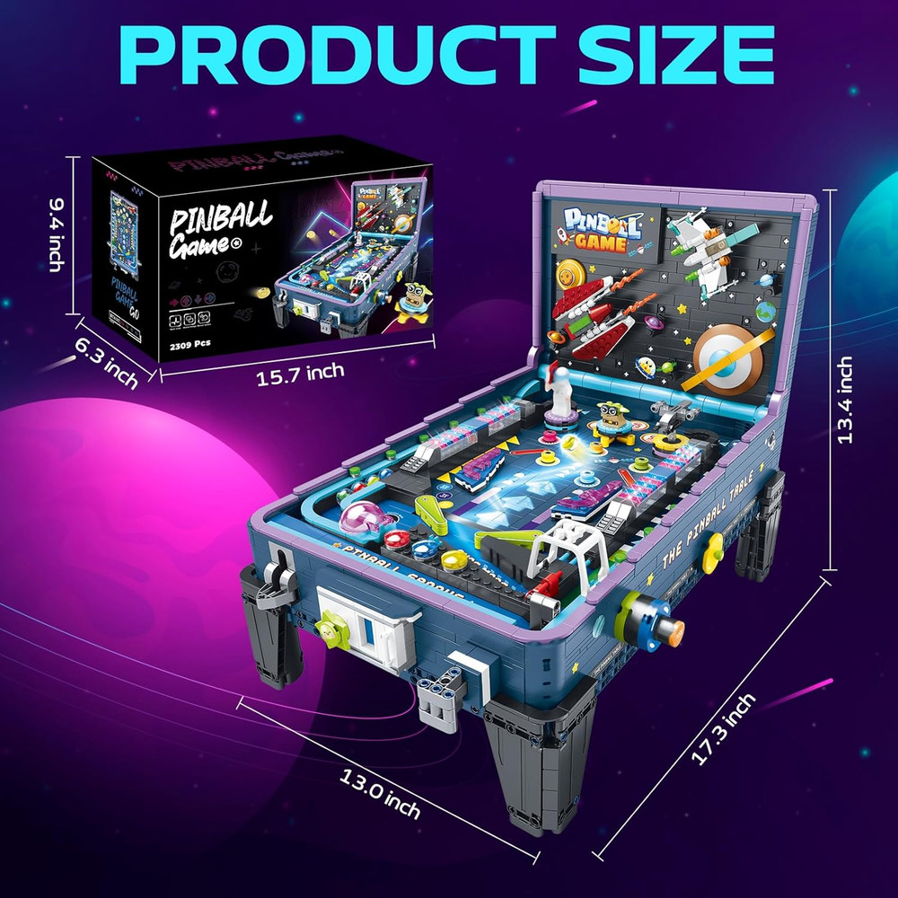 Pinball Machine Building Set Arcade Game Kit for Adults, Interactive Table Top D
