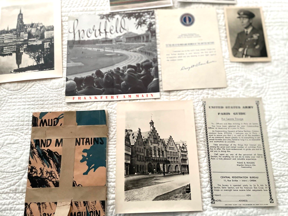 W.W. II. U.S. GI’S COLLECTION BOOKS, POSTCARDS, MAP, DOCUMENTS