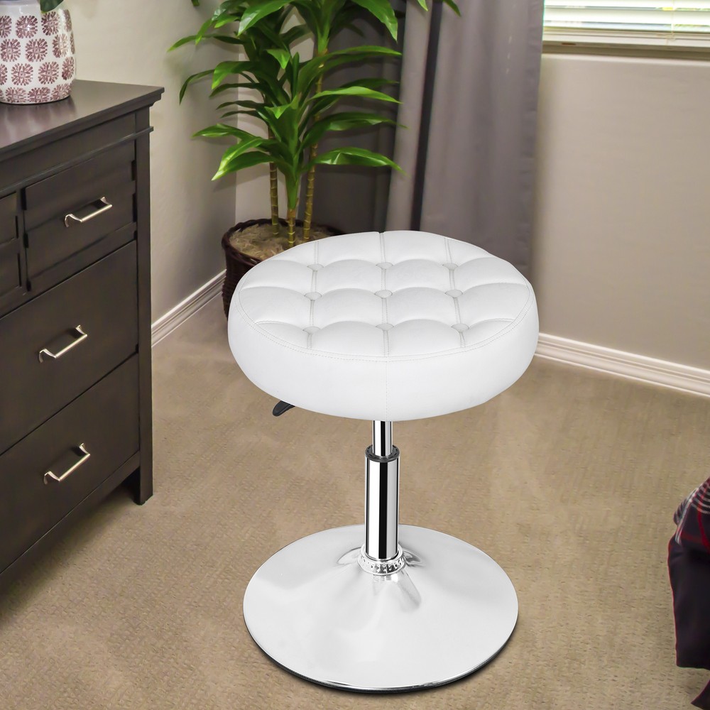 1/2/4 PC Vanity stool PU Leather Swivel Stool Adjustable Home Office Stool White
