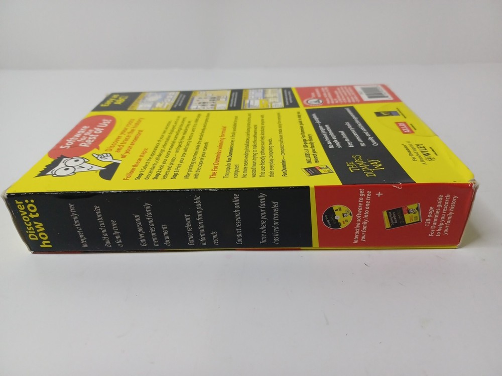 Family Tree For Dummies Software (PC CD-ROM) + Reference Book NEW Sealed