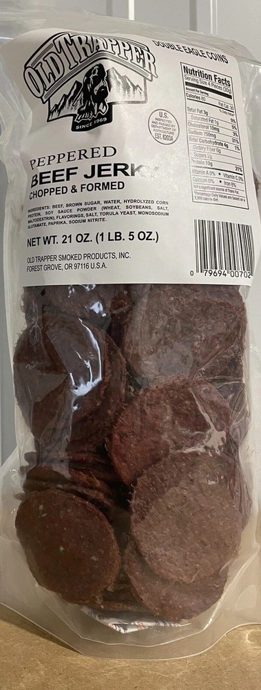Old Trapper Beef Jerky Rounds In A Jar Peppered