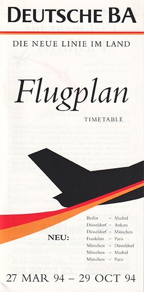 Deutsche BA timetable 1994/03/27