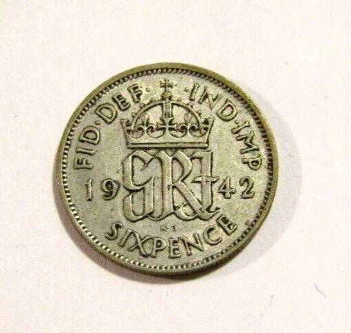 Great Britain 1942 6 Pence Silver Coin